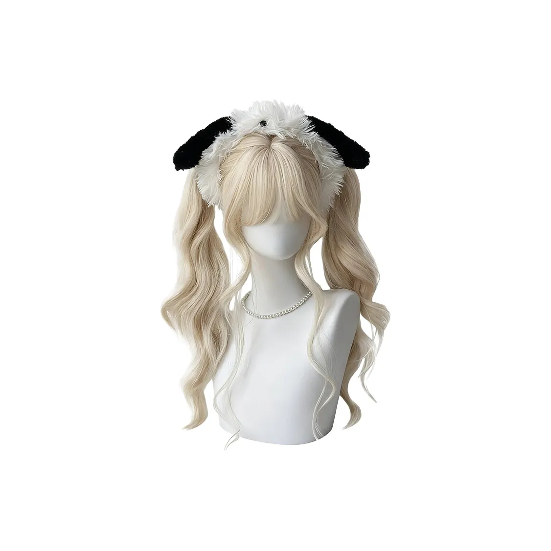 Northward Incline Белый золотой Bangs Большая волна Длинная Волосы Женская Перука Высокая Температура Пряжа
