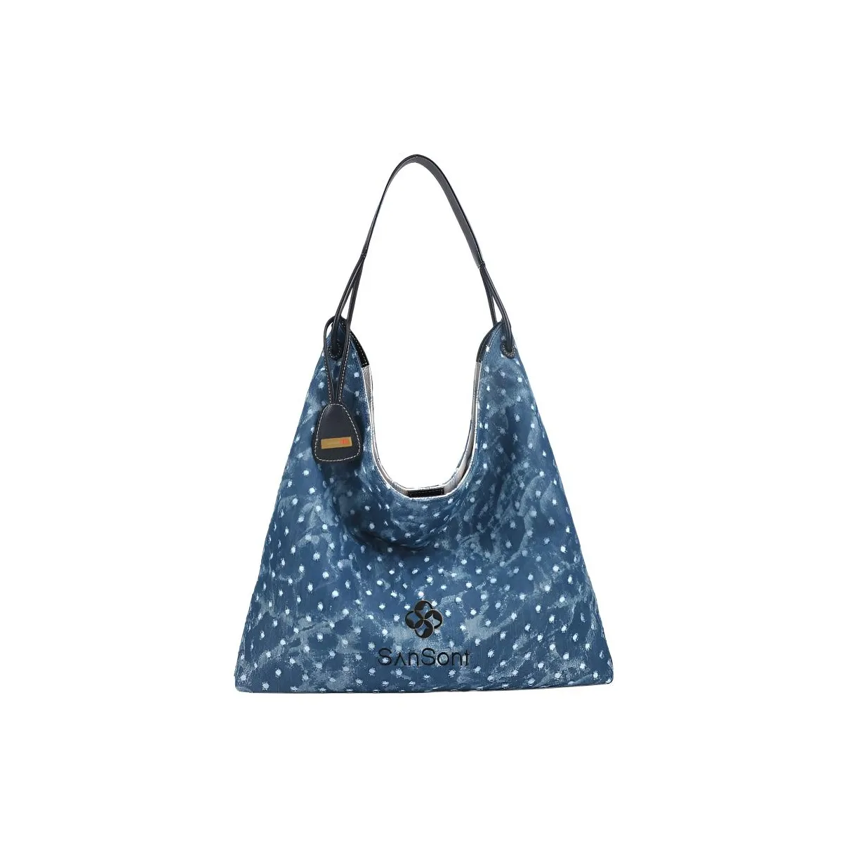 SANSONT Звезды Цветочный Промытый Деним Тоут Сумка Сумка через плечо Стандартная Женская Джинсовый Синий