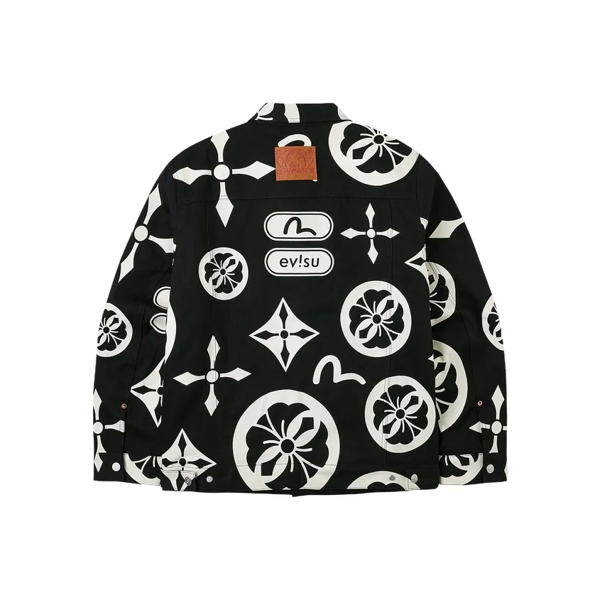 EVISU Denim Jackets Men Denim Black Full Floor