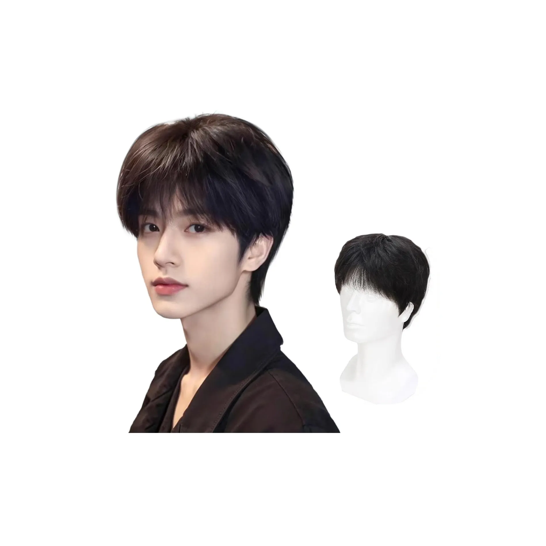 QIYEXUE Мужской Differential Cracked Lid Мужская Перука Человеческие Волосы