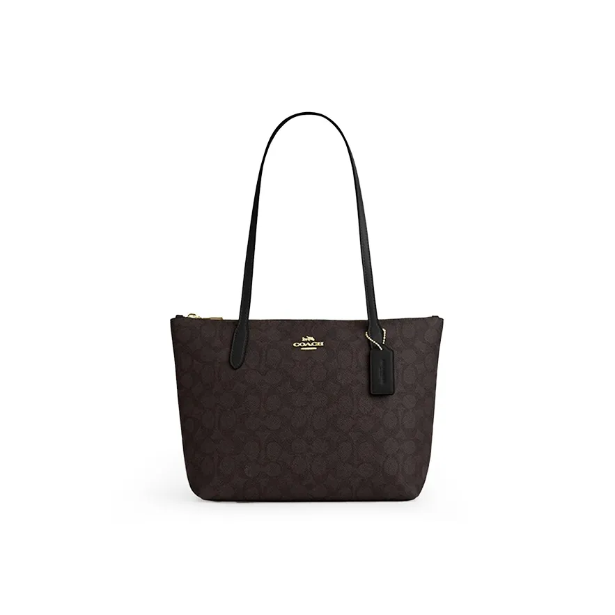 COACH Fiona Холст и Кожа Сумка через плечо Маленькая Женская Черная