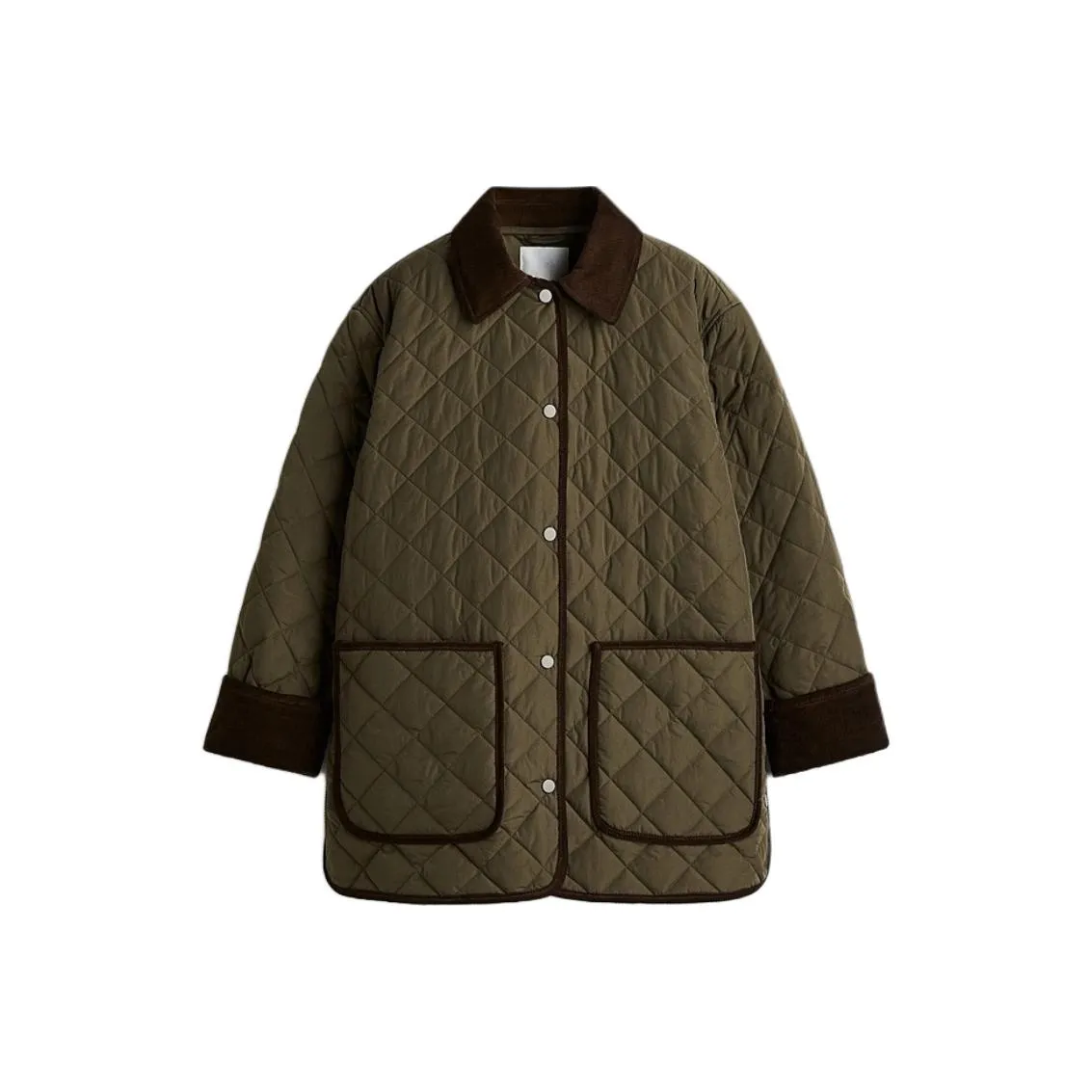 H M Темный хаки зеленый женский пуховик