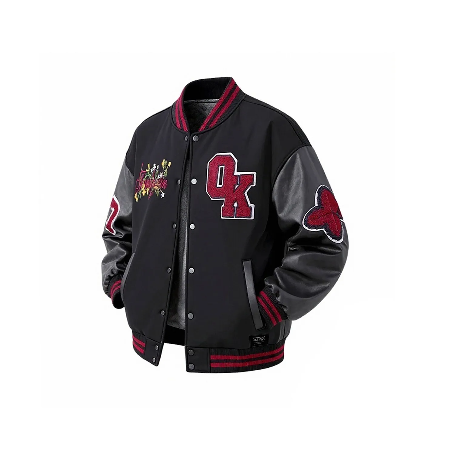 SZSX Черный дракон Феникс с кожаными вставками унисекс бейсбольные Джерси