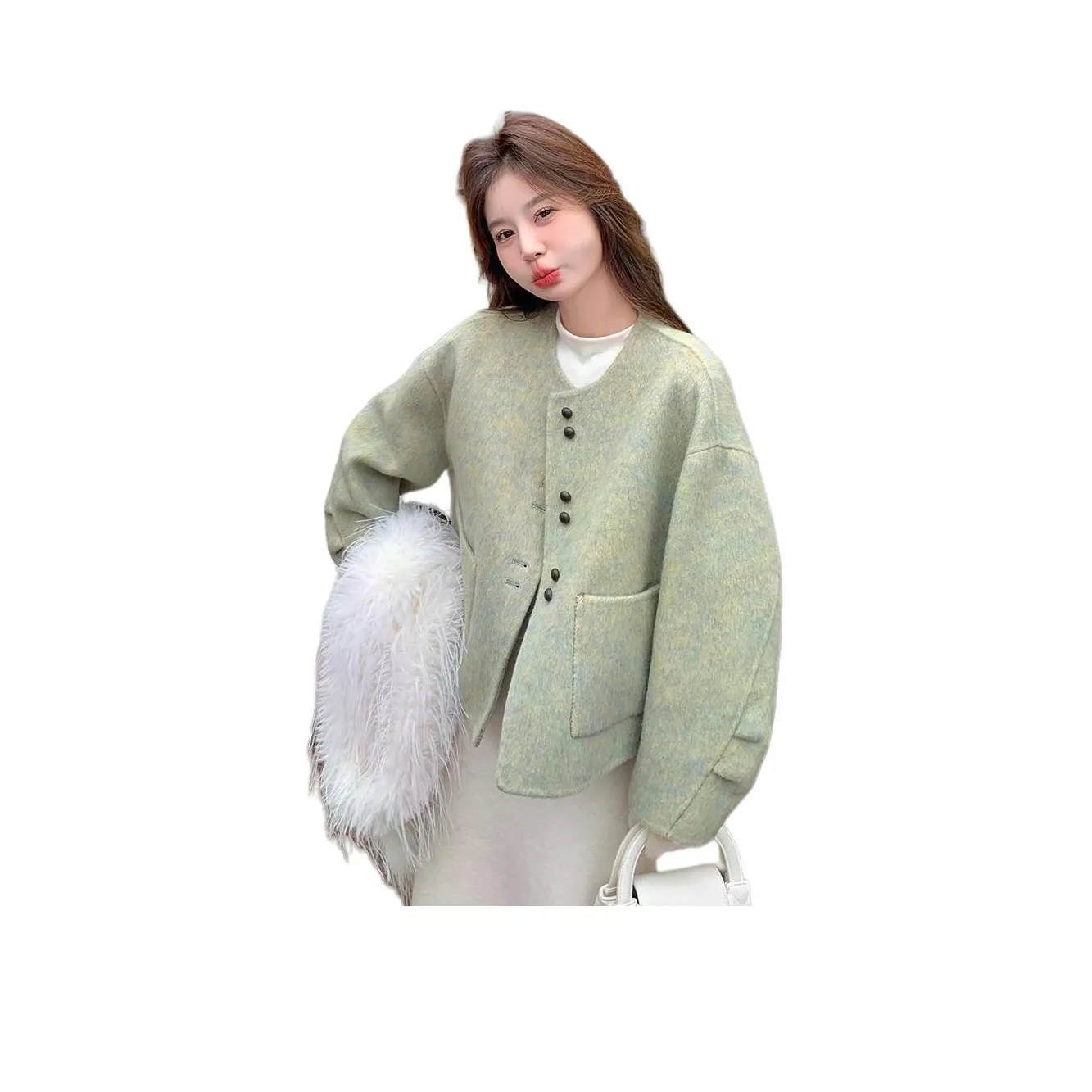 Dippanis Пшеница Полевой зеленый Женские Короткие пальто