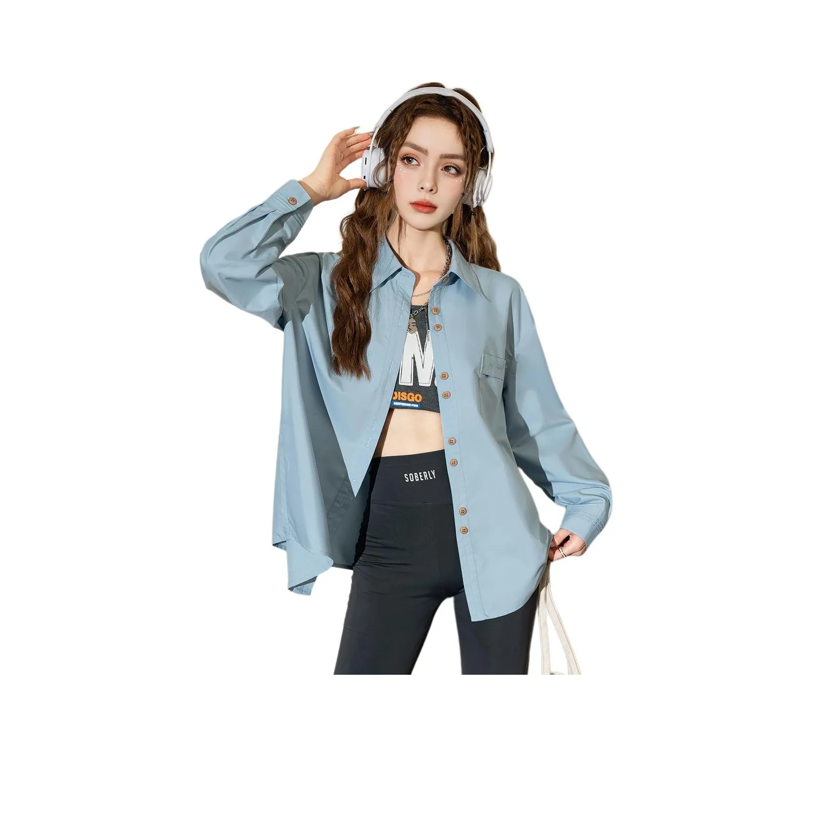 FAWENXIANGZI Синий Женская Рубашка