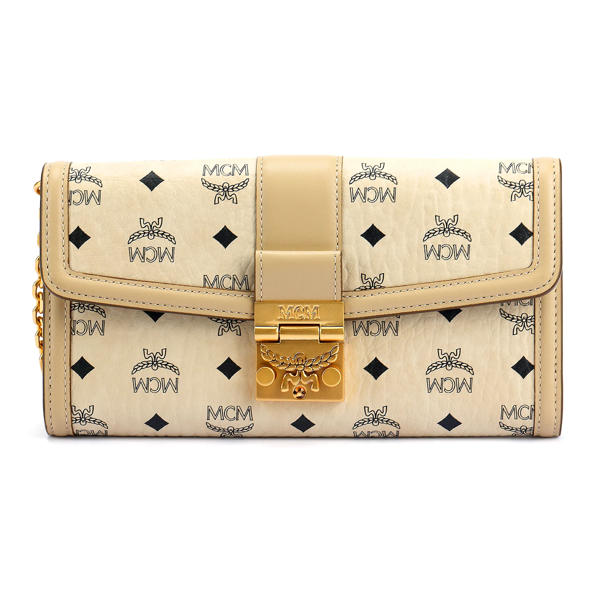 MCM Tracy Visetos Покрытый холст с кожаными вставками комбинированная сумка через плечо большая женская бежевая