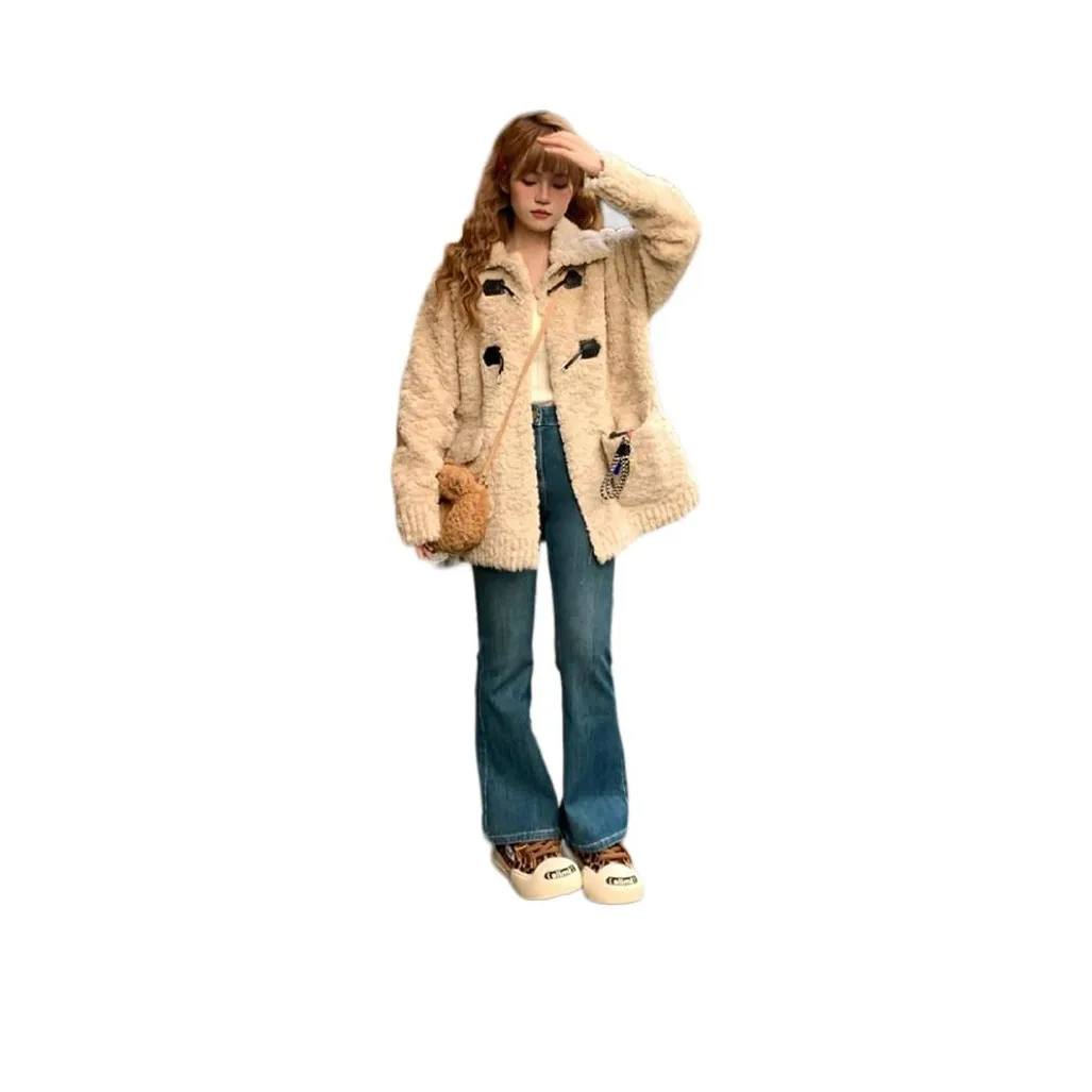 Dippanis Бежевый Абрикос Утолщенное Женское Пальто