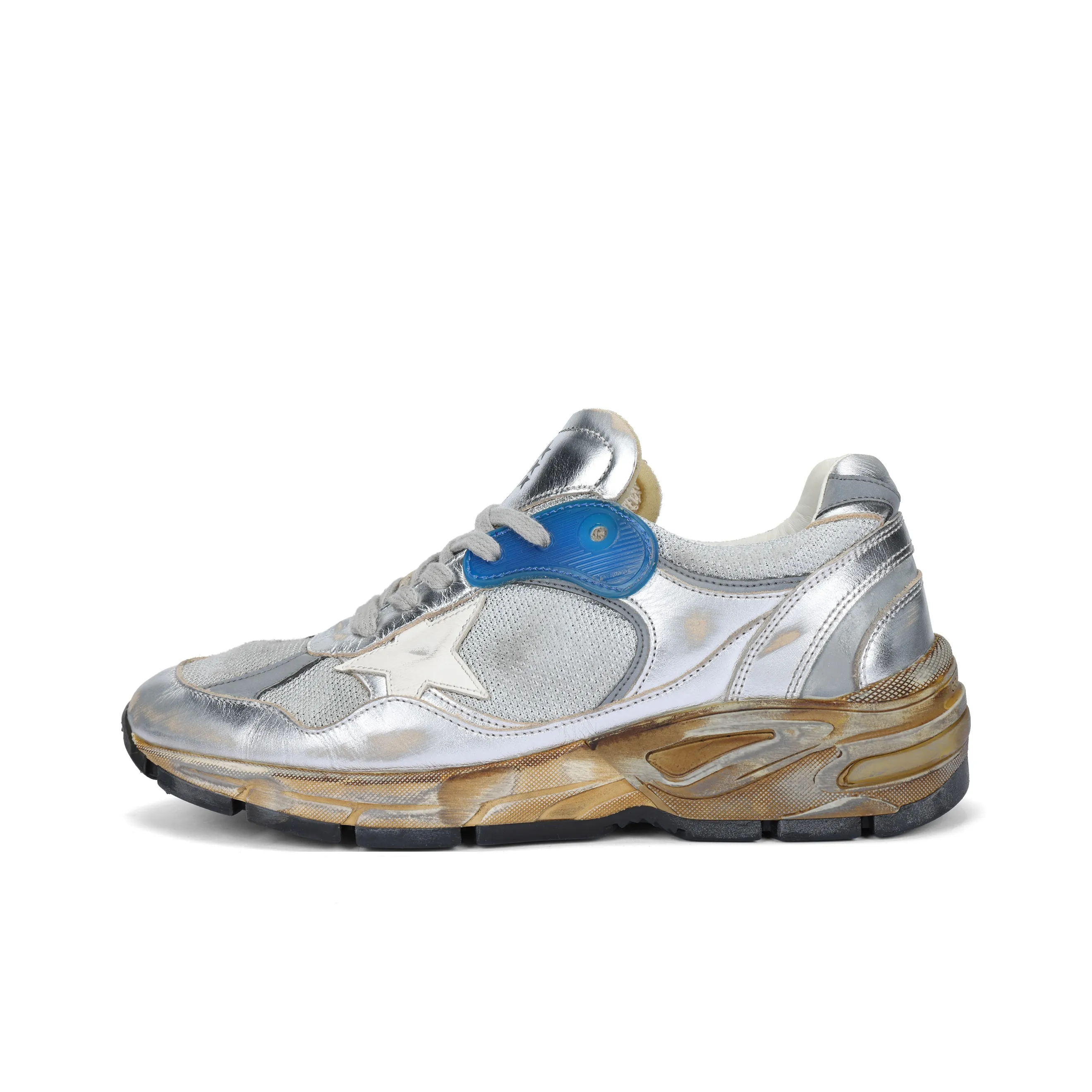Golden Goose Dad Star Casual Shoes Women's Low Top Silver/Brown
