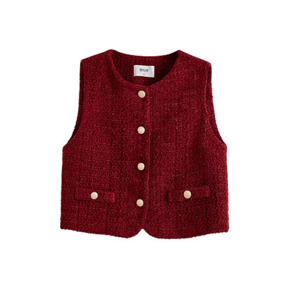 SLLSKY Винтажный красный женский жилет