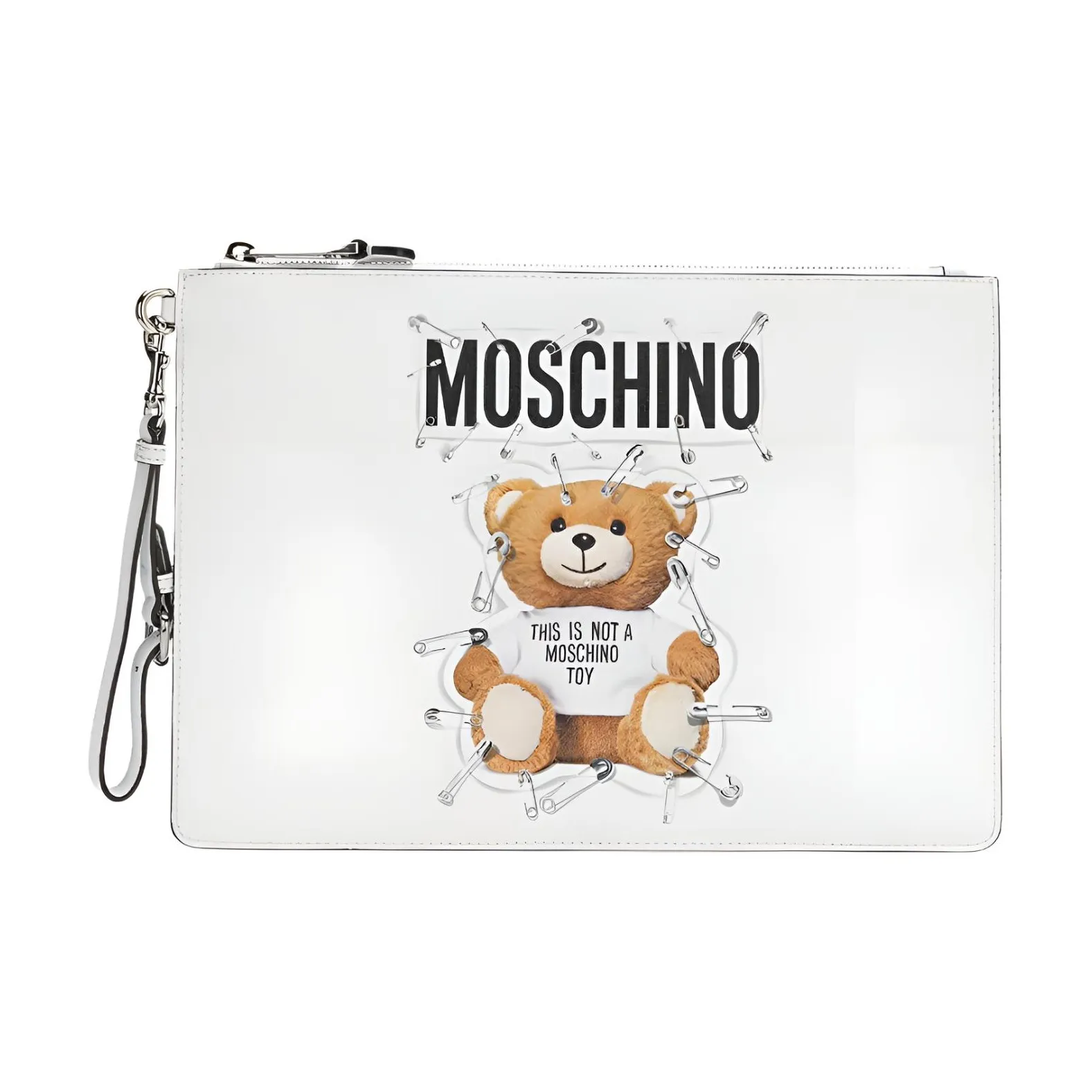 MOSCHINO Кожа Клатч Большой Женская Белая