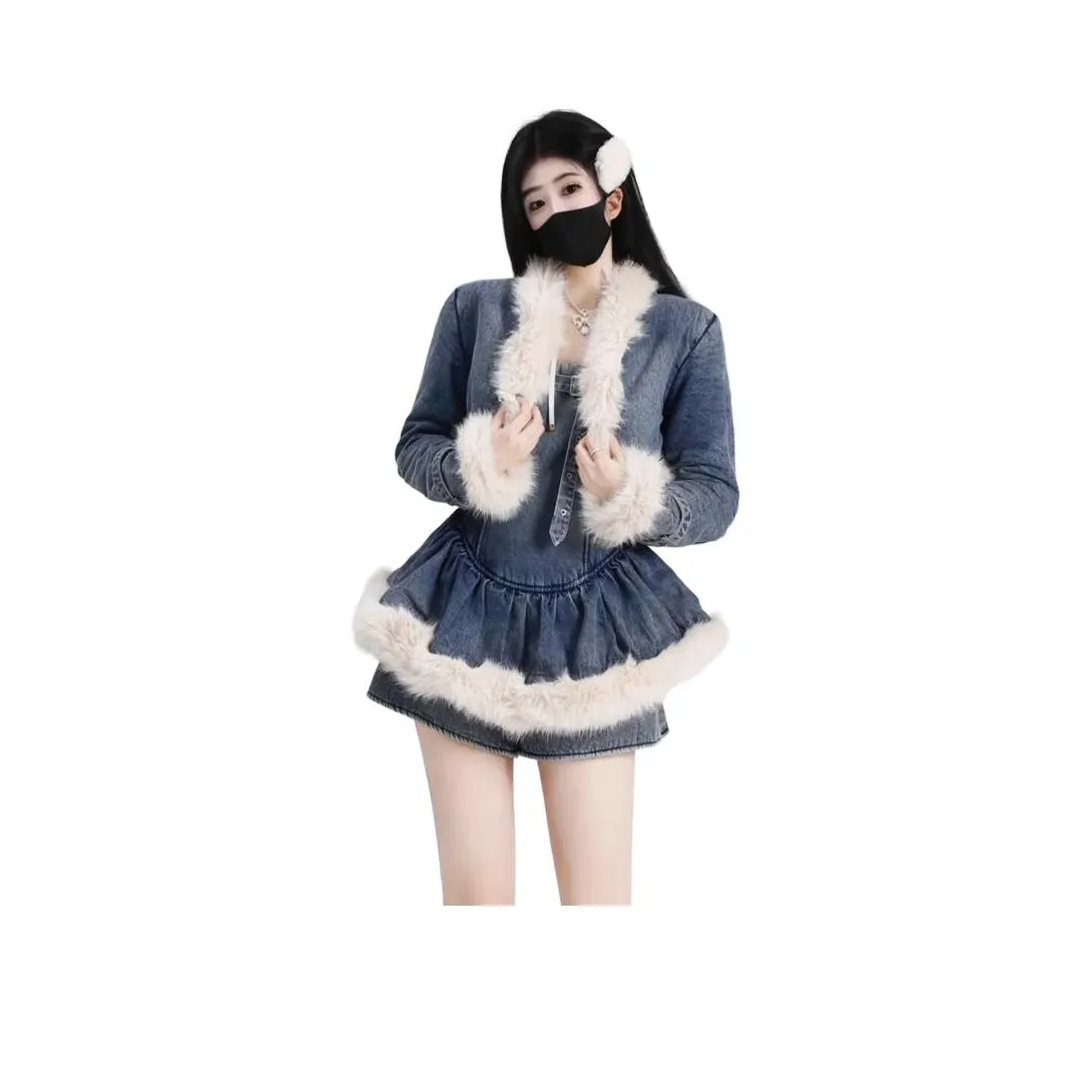 PZHK Синий топ + Топ на бретелях Шорты-юбка Женские Комплекты с юбкой