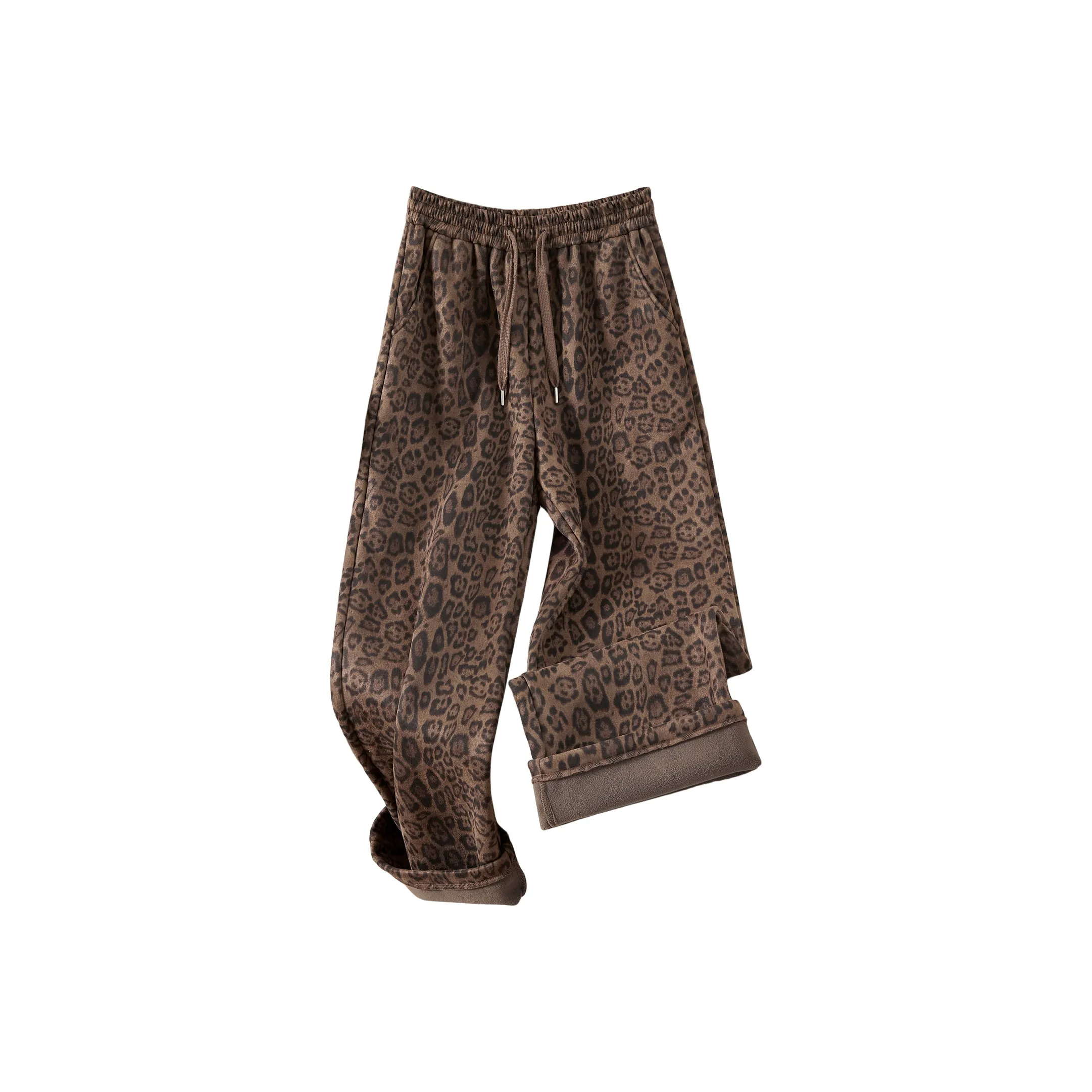 TOUCH Повседневные брюки Женские Кофейный леопард с принтом