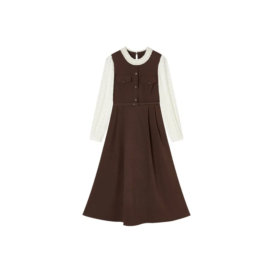 XIANGYING Длинное платье с длинными рукавами женское