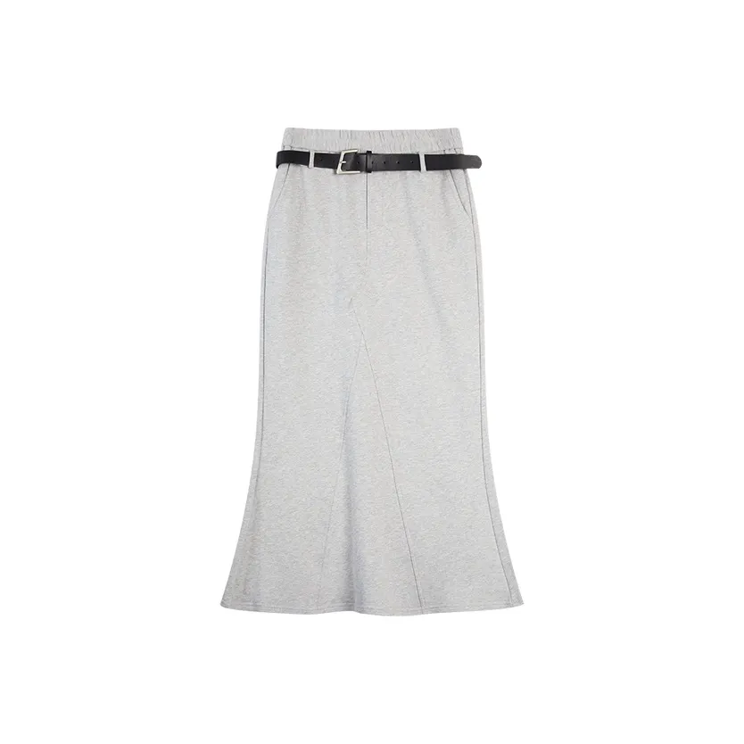 ELLE Светло-серый Женский Повседневный Длинный Юбка
