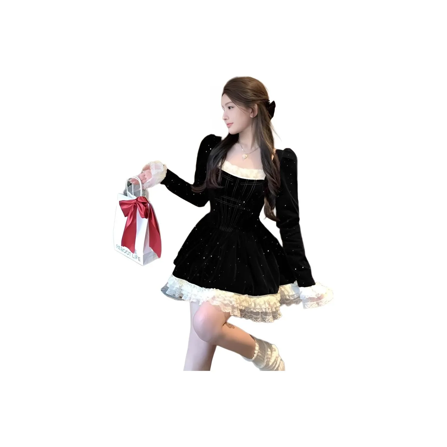 ЮЙЧЖАОЛИНЬ Длинное платье с длинными рукавами женское