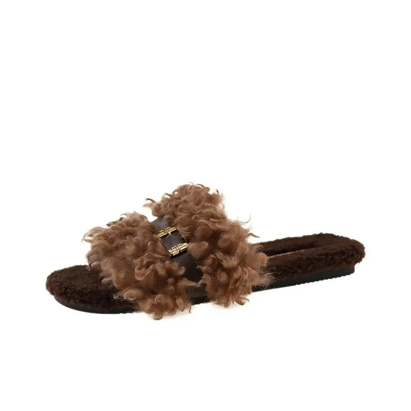 Rutai Резиновые Пушистые Тапочки для Женщин