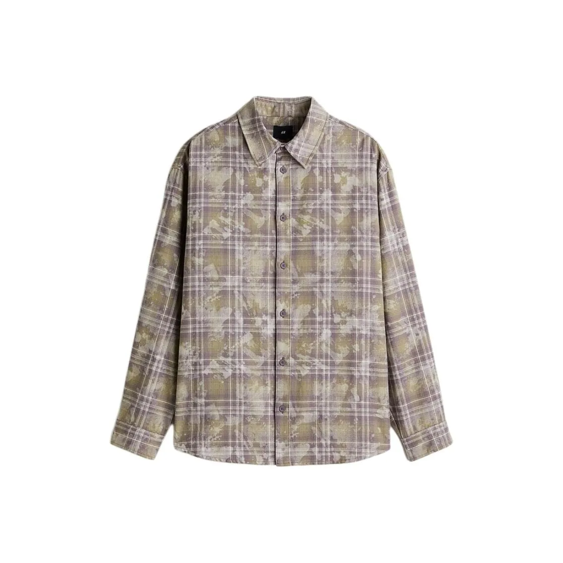 H M Зеленый Фиолетовый Клетка Мужская Рубашка