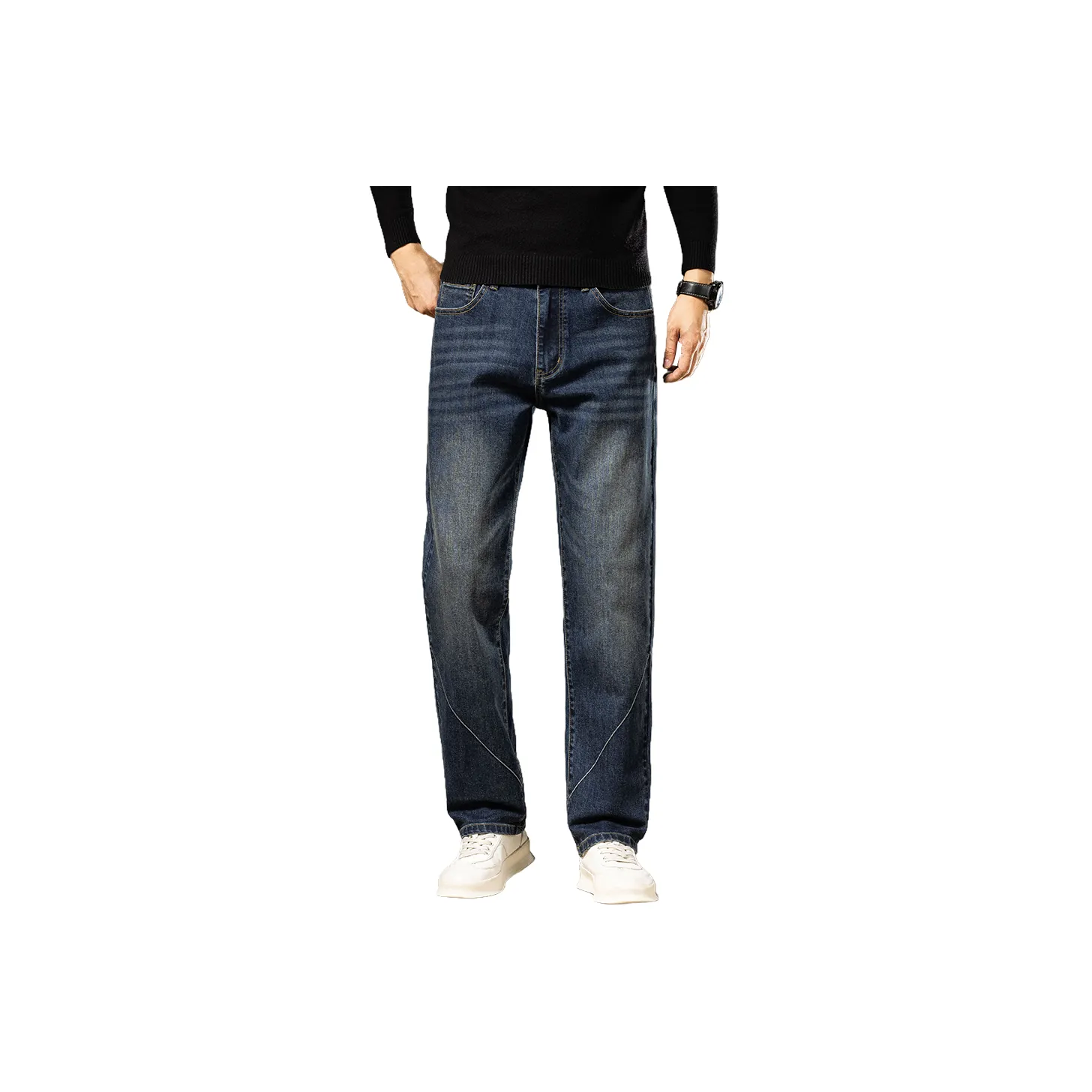 JEANSWEST Темно-синий желтый унисекс джинсы