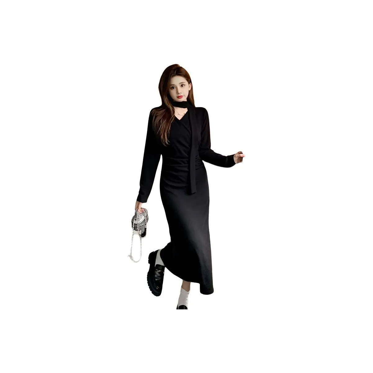 ЮЙЧЖАОЛИНЬ Длинное платье с длинными рукавами женское