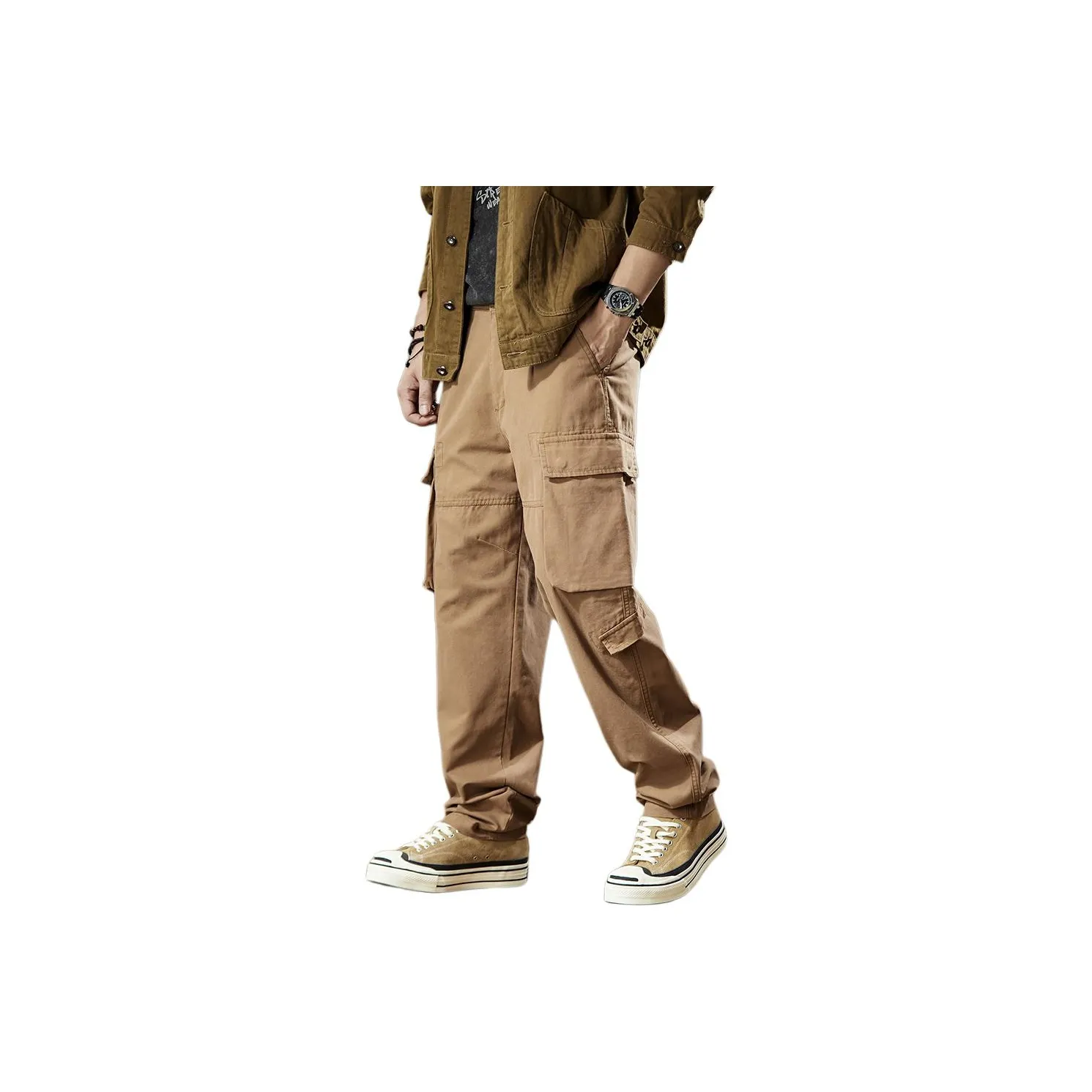 ZENGZHI Карго Брюки Свободный крой Прямой крой Унисекс