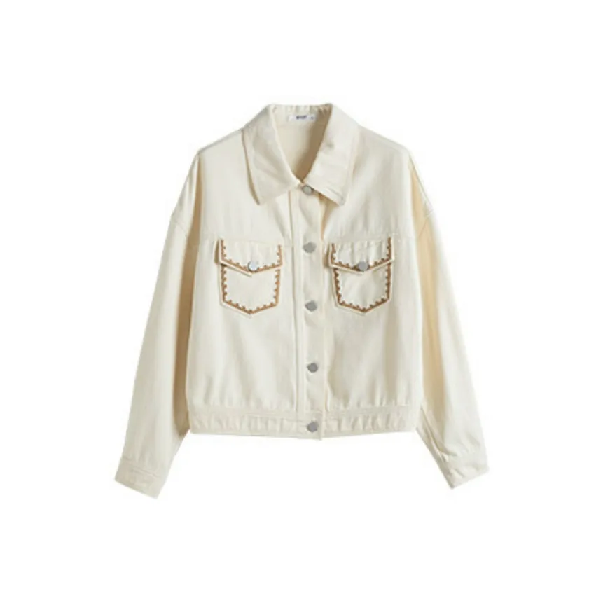 SLLSKY Груша Белый Женские Джинсовые Куртки