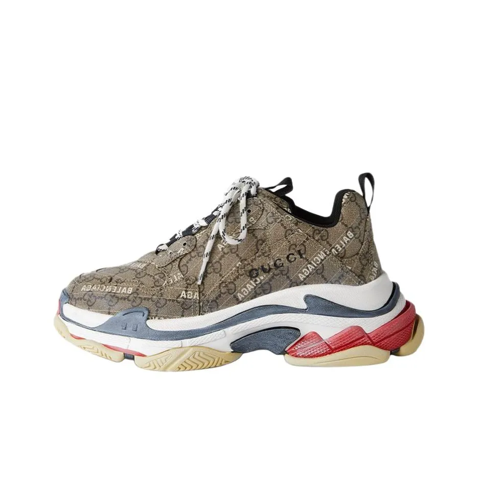 Gucci X Balenciaga Triple S Chunky Sneakers Men Low Top Brown