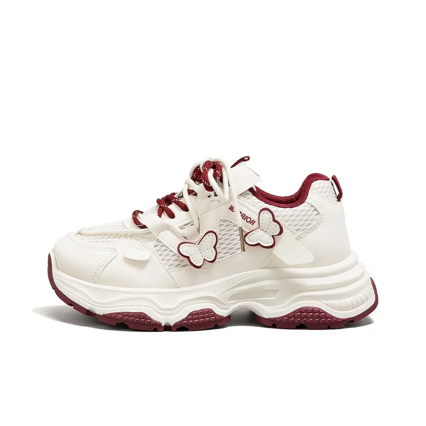 Warrior визуально увеличивает рост устойчивый к истиранию легкий противоскользящий низкий топ толстая подошва кроссовки женские бежевый красный