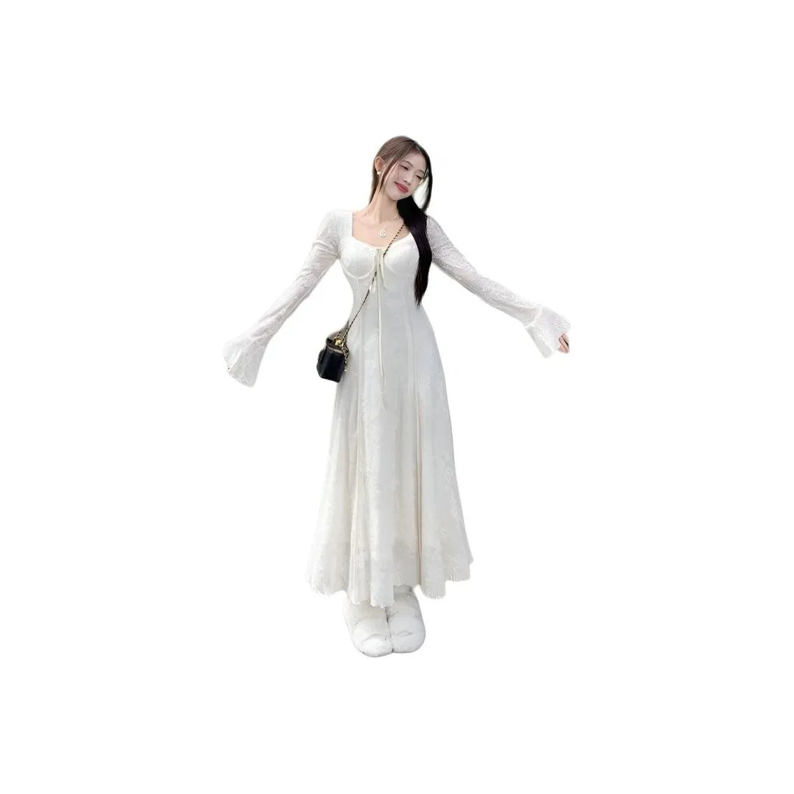 ЮЙЧЖАОЛИНЬ Длинное платье с длинными рукавами женское