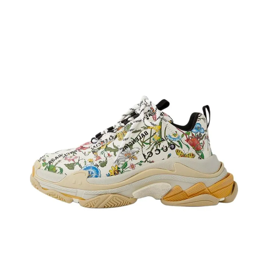 Gucci X Balenciaga Triple S Chunky Sneakers Women's Low Top Beige Brown/Multicolor