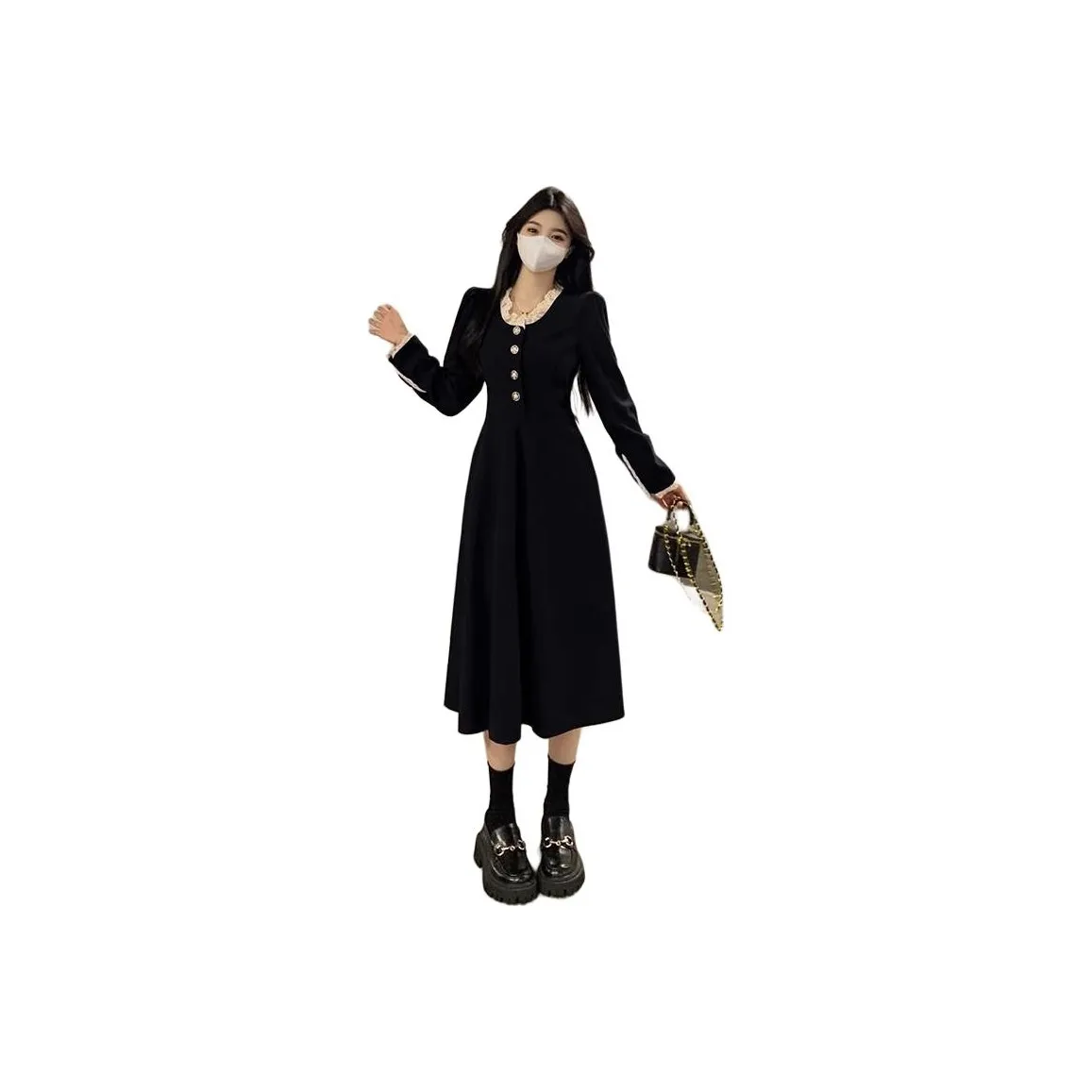 ЮЙЧЖАОЛИНЬ Длинное платье с длинными рукавами женское