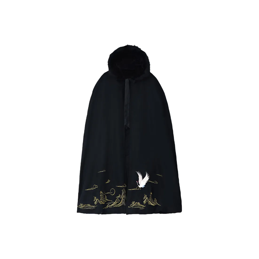 Huan Feather Черный с меховым воротником Мужской Ханьфу