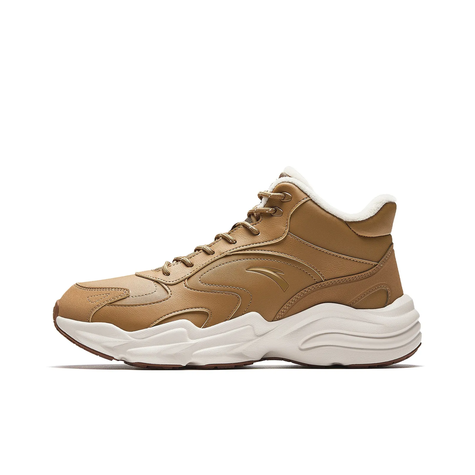 Anta Walker Кожа Увеличение Высоты Устойчивость к Износу Легкий Противоскользящий Повседневная Обувь Мужская Яркий Чайный Коричневый