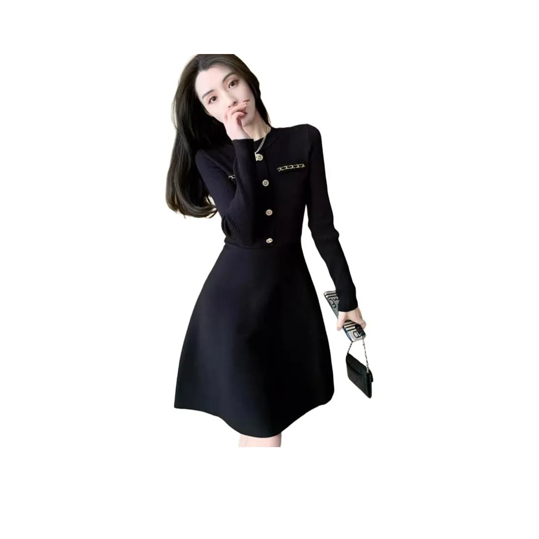 ЮЙЧЖАОЛИНЬ Длинное платье с длинными рукавами женское