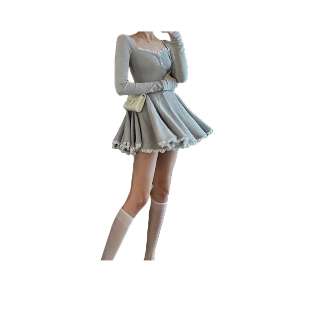 XIANSINIAO Длинное платье с длинными рукавами женское