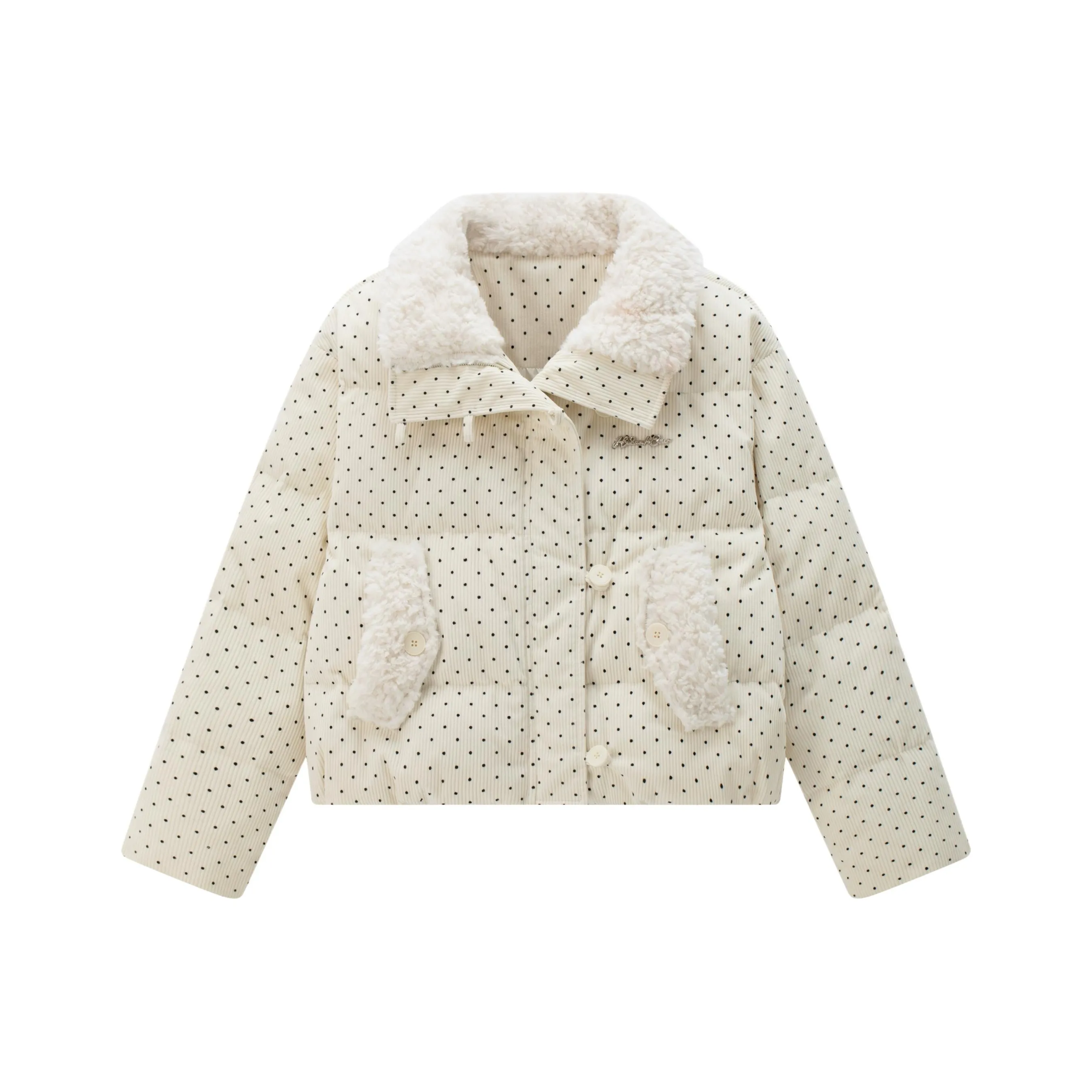 IWZI Белый Гороховый узор Женские пуховики