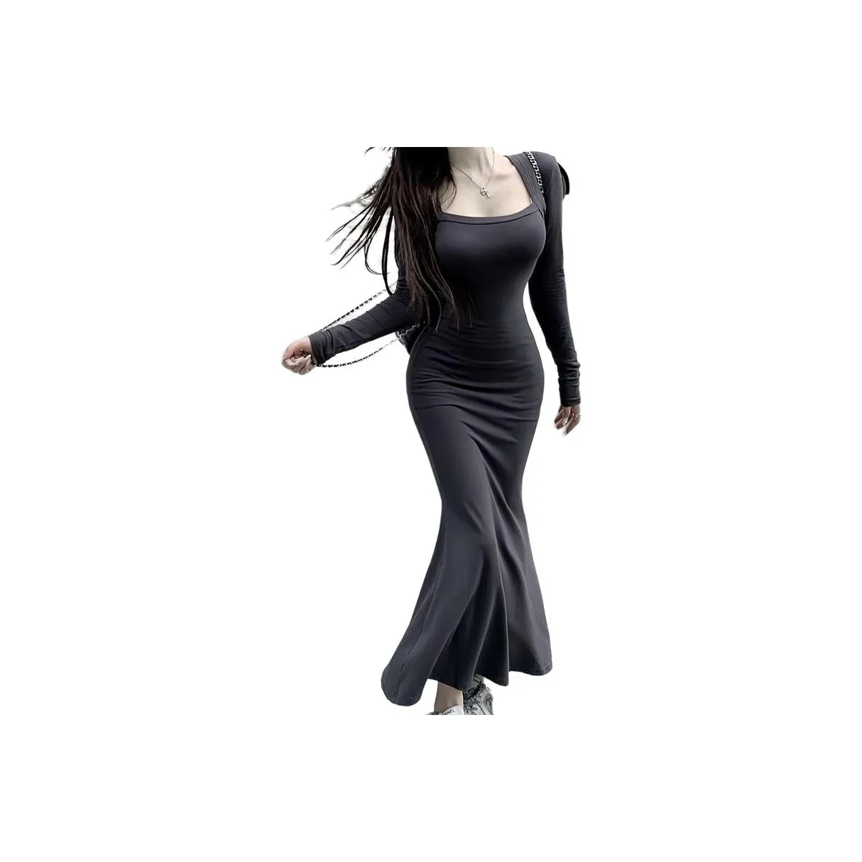 ЮЙЧЖАОЛИНЬ Длинное платье с длинными рукавами женское