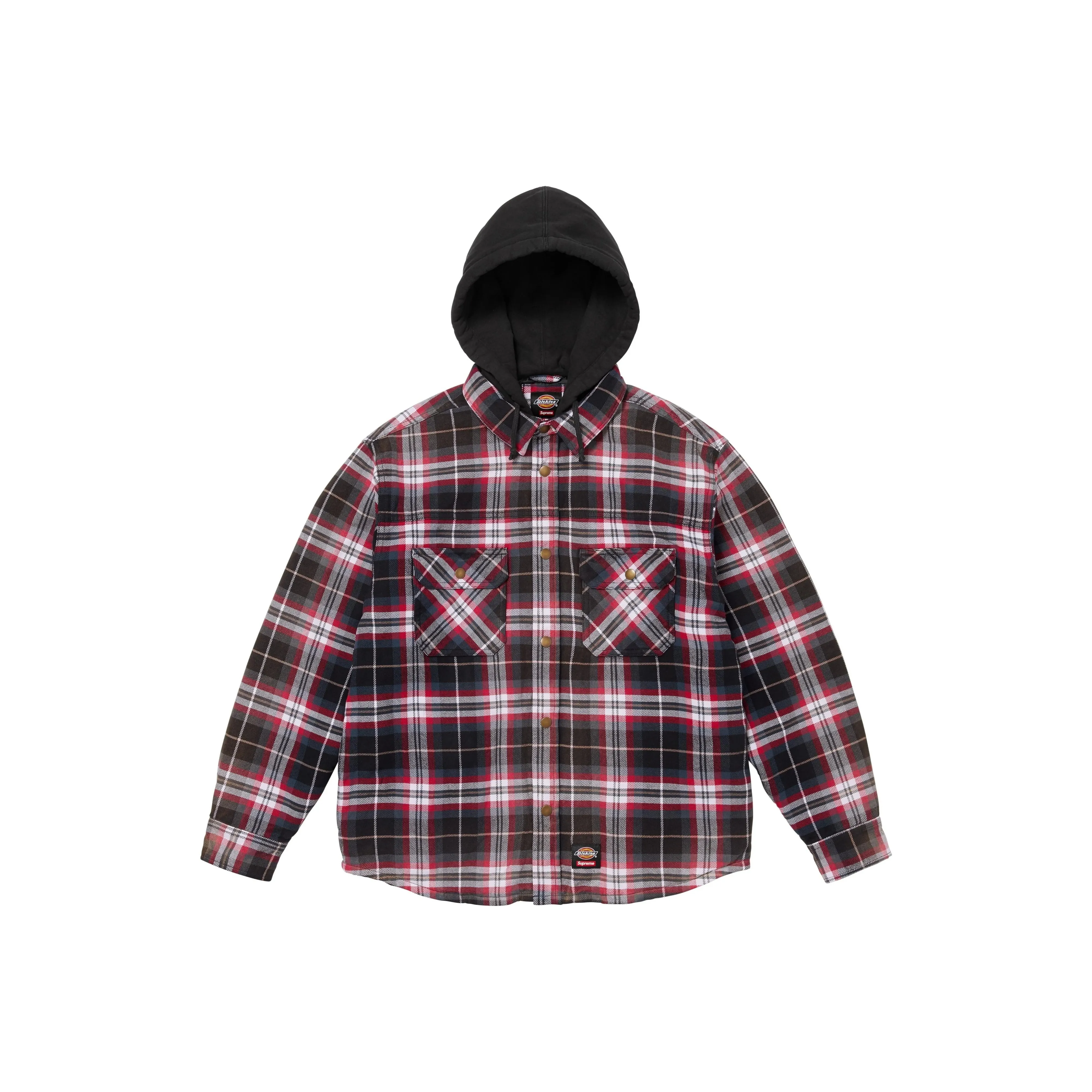 Supreme x Dickies FW25 WEEK4 Линейная Зип-ап С капюшоном Фланелевая Рубашка Унисекс