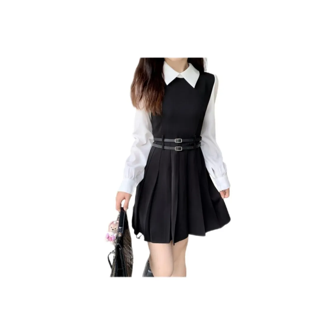 TONYBEAR Черное Женское Длинное Платье с Длинными Рукавами