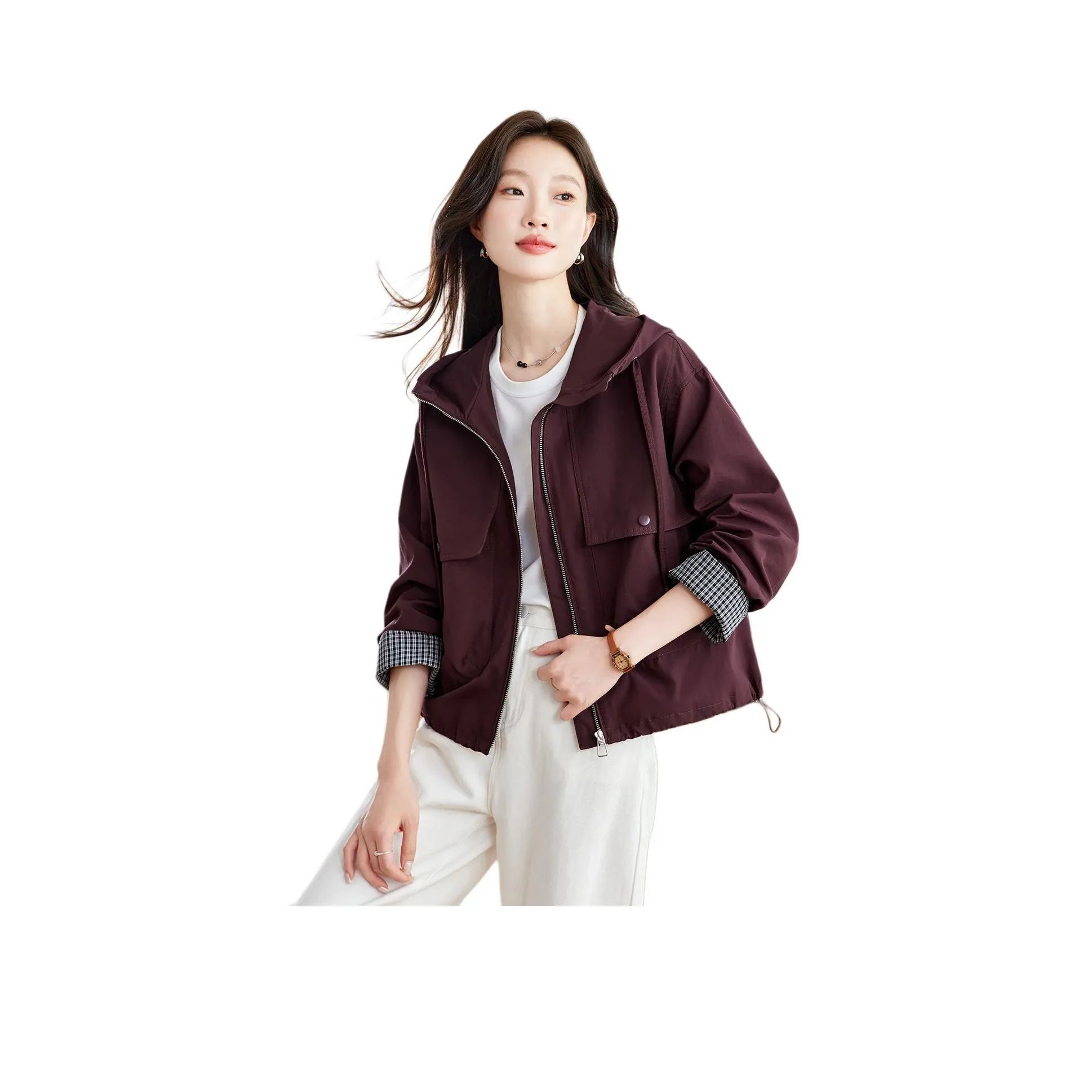 H YXIANG Red Женское короткое пальто