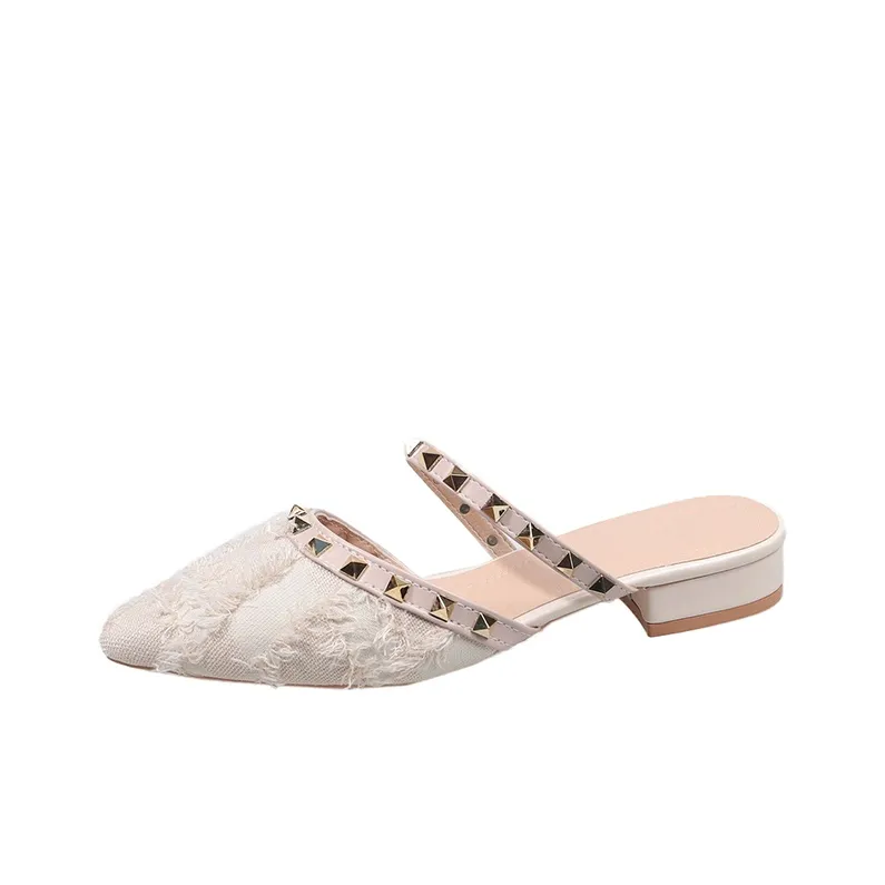 Rutai Резиновая подошва заклепки закрытый носок мюли женские