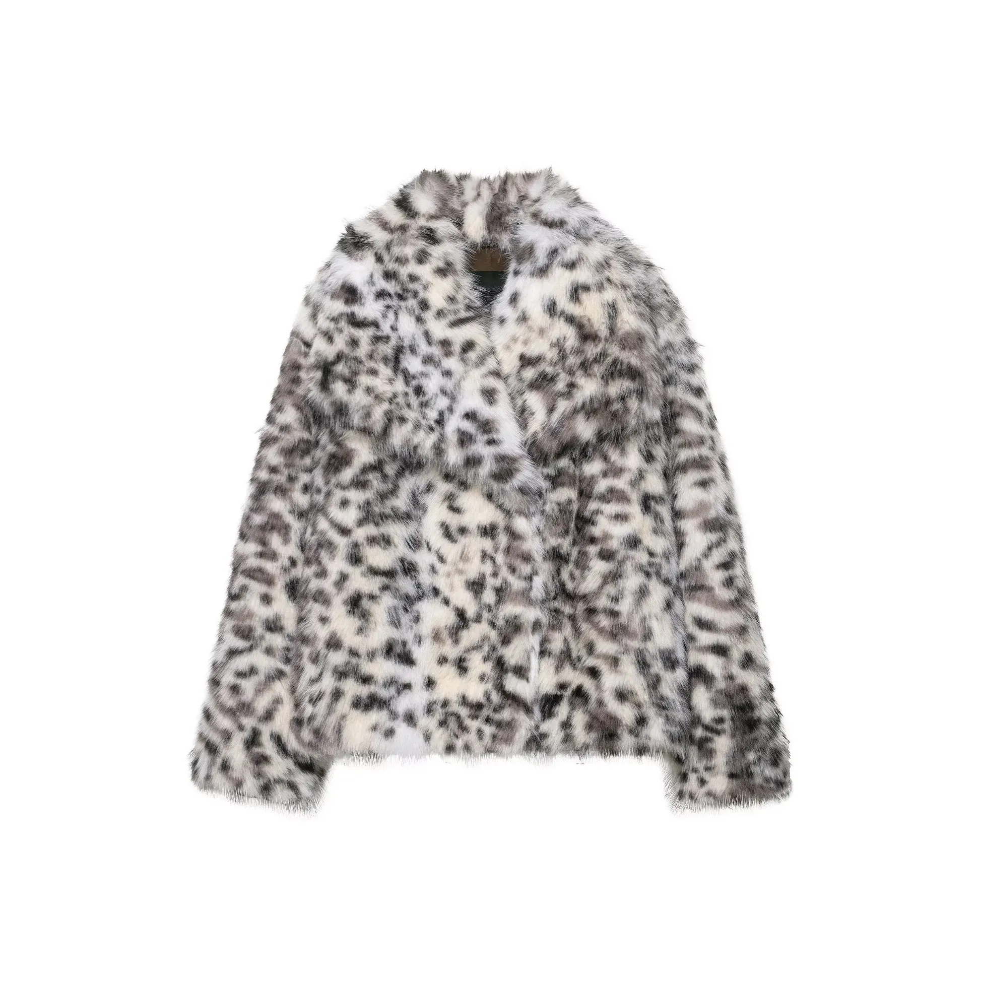Devanro Белый Леопард С принтом Женские Меховые изделия