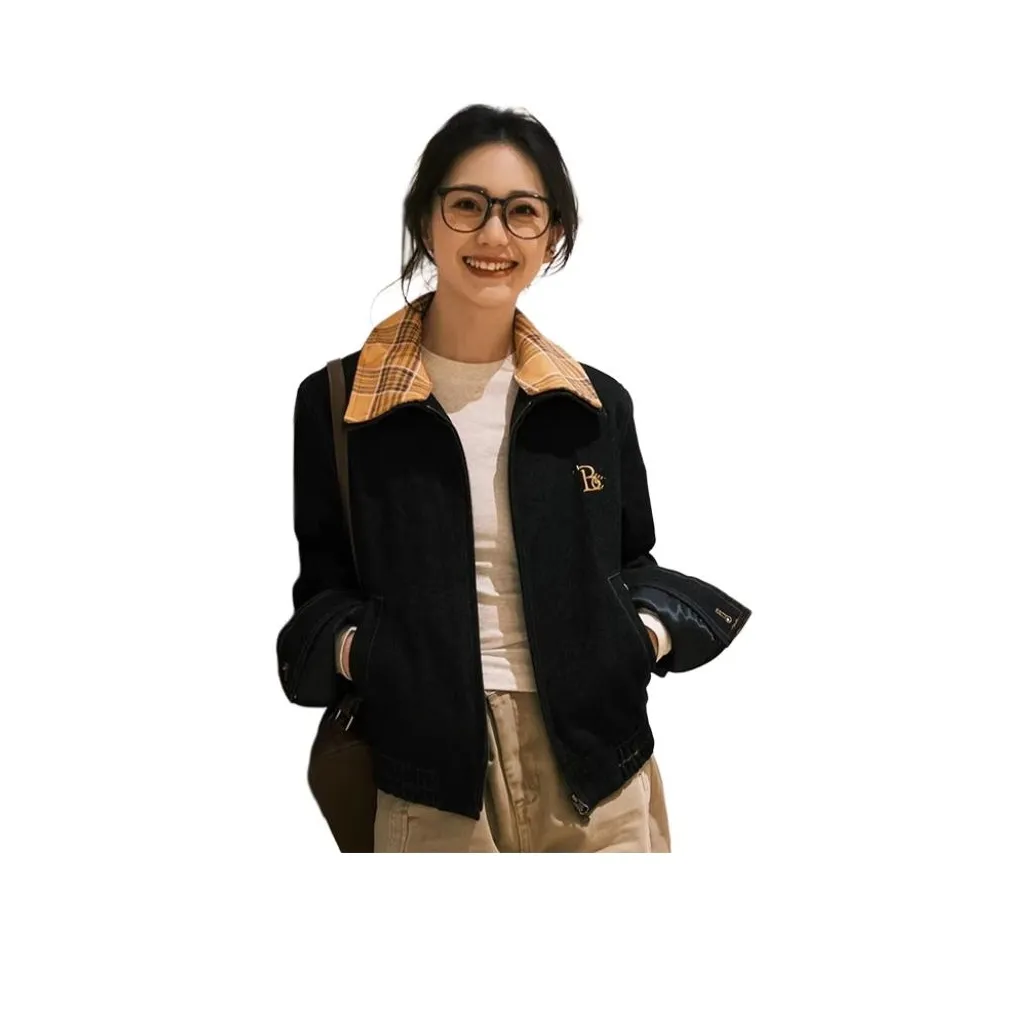 YICHEN Черный Женские Джинсовые Куртки