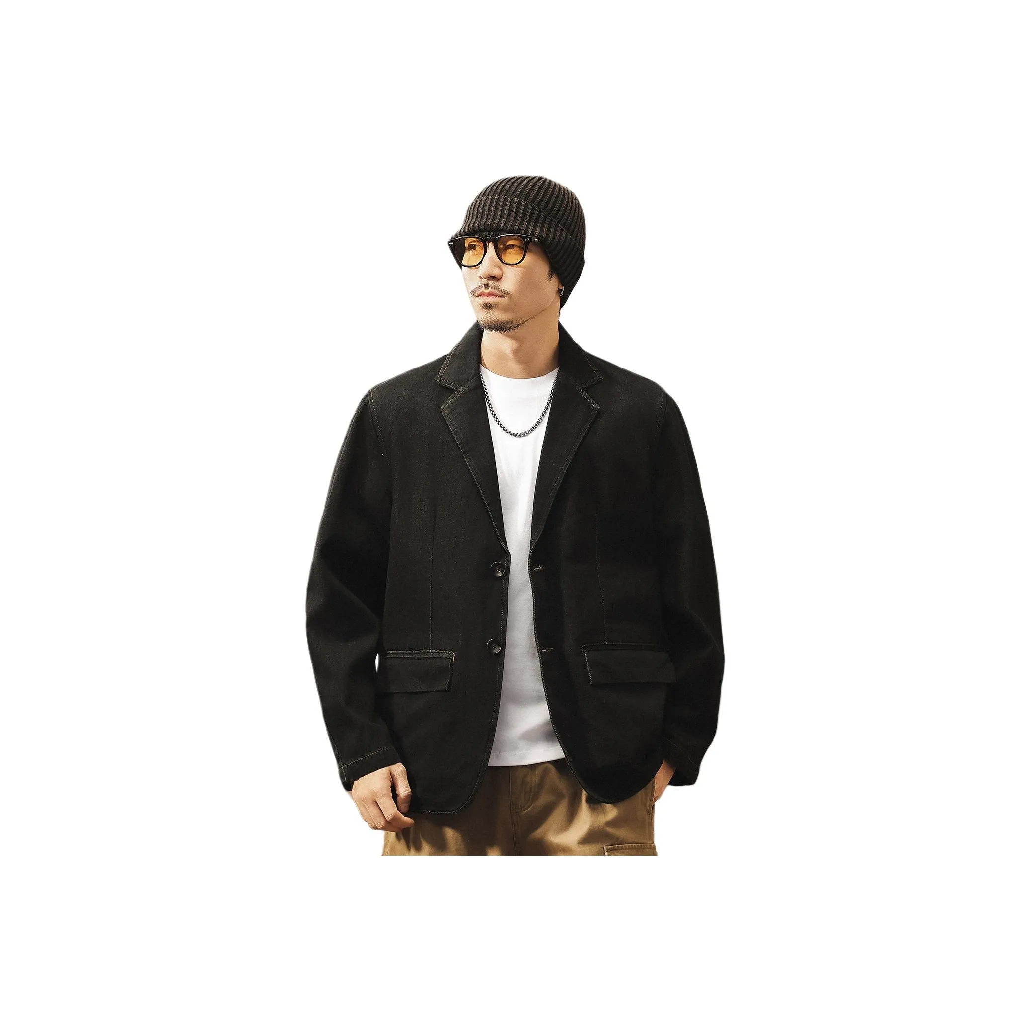 JIELEINUO Синий Черный Мужской Деловой Костюм