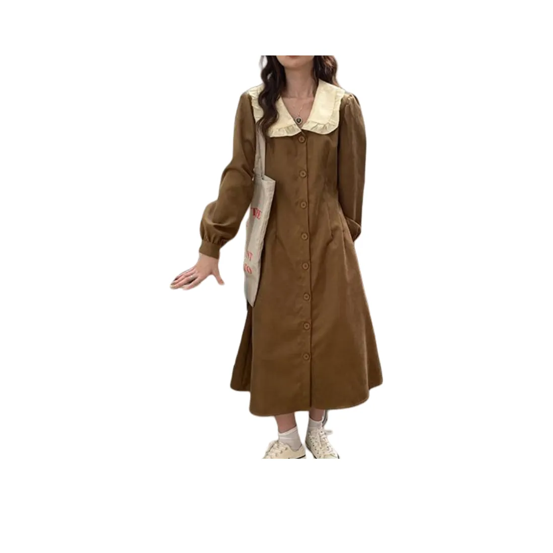 XIANSINIAO Длинное платье с длинными рукавами женское