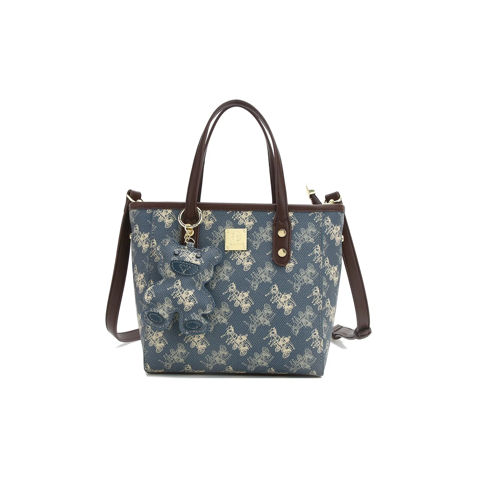 JANITINO Полиуретан ПУ (полиуретан) Сумка Женская Винтажный Синий