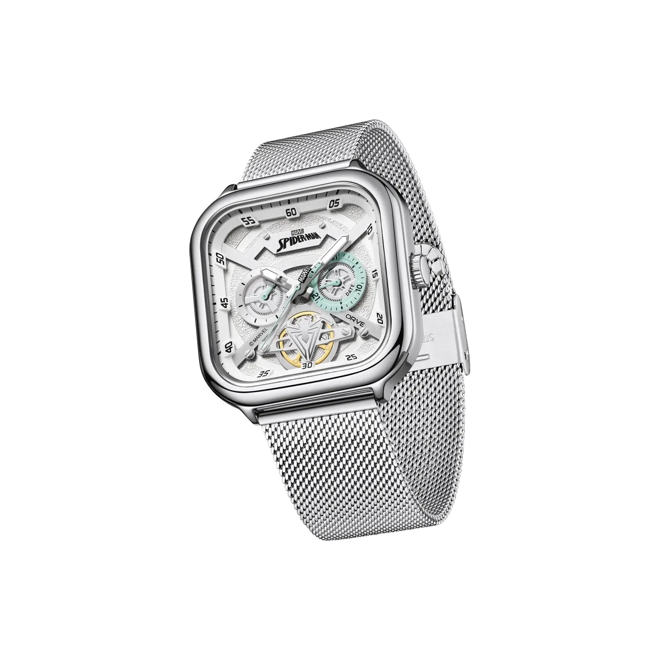 Disney Spider Man Наручные часы Кварцевый механизм Ремешок из нержавеющей стали Циферблат белого цвета Мужские часы