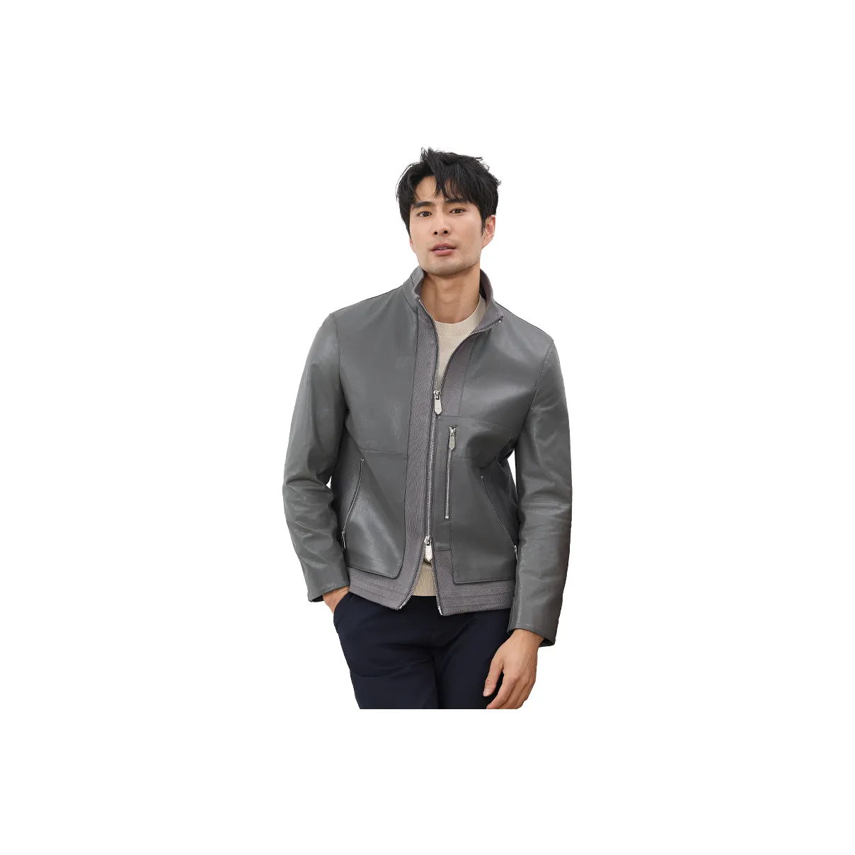 JIMU Полу-Растительное Дубленка Мужская