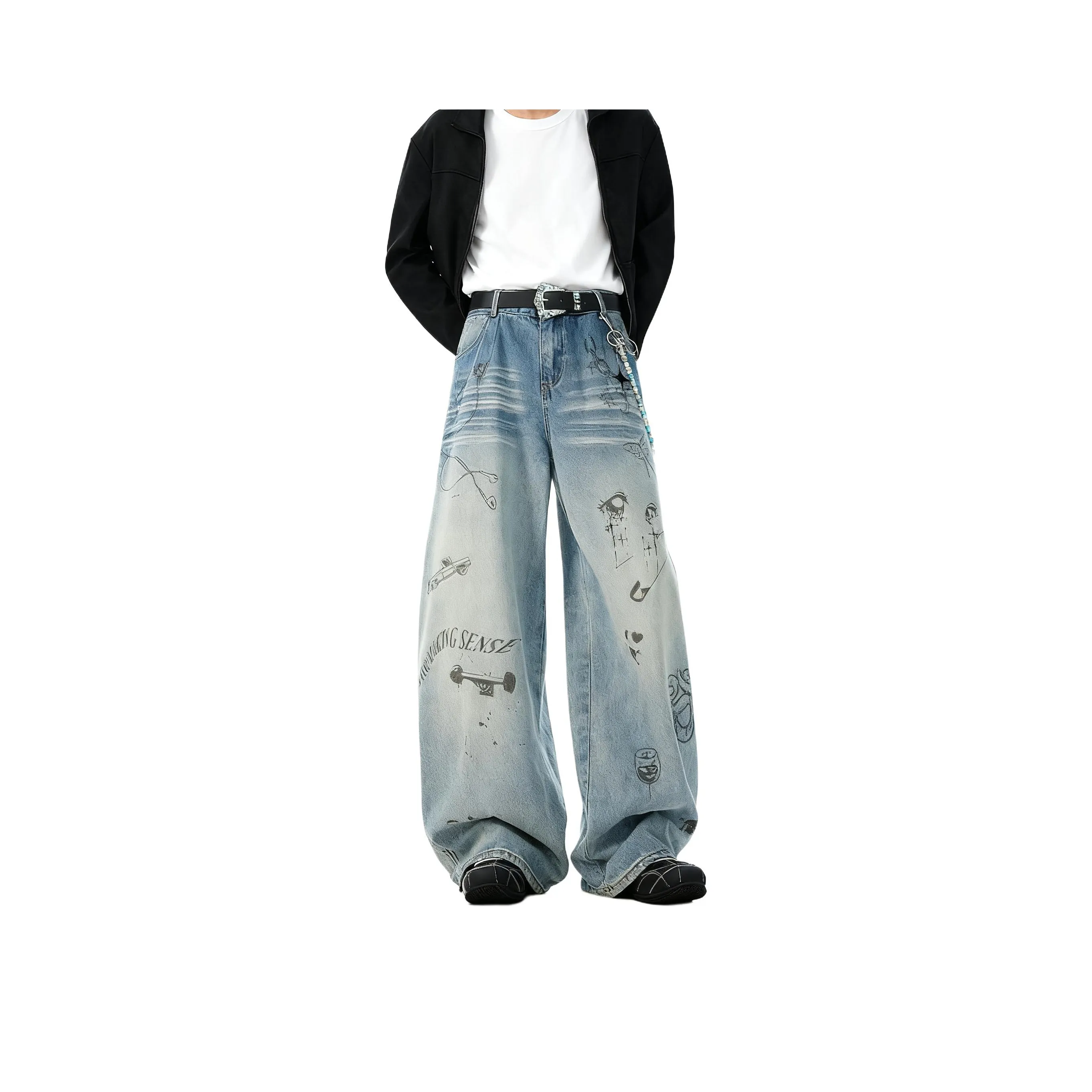 ENPofficial Весна And Осенний Джинсы Свободный крой Cleanfit Похудение Универсальный Широкие брюки Унисекс