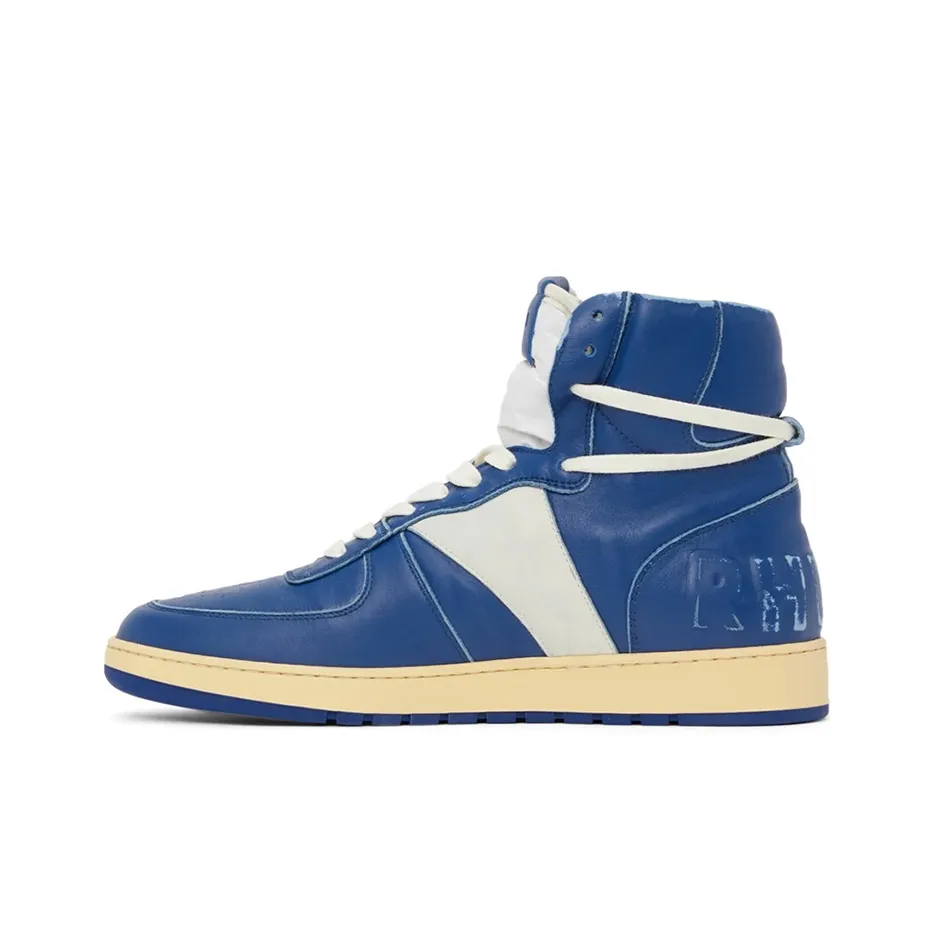 RHUDE Высокие кроссовки для скейтбординга Мужские Синие Белые