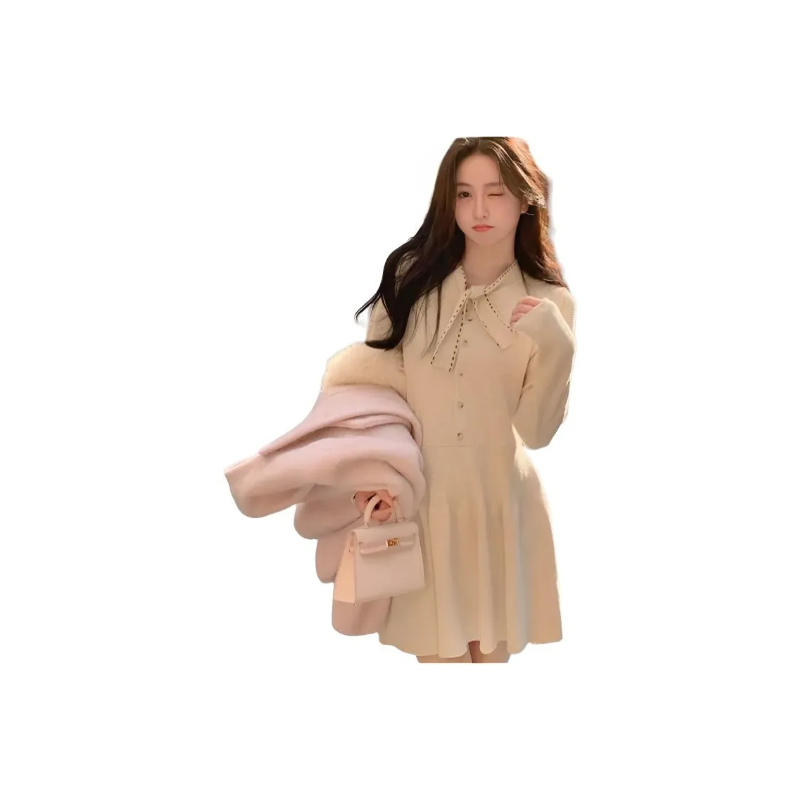 XIANSINIAO Длинное платье с длинными рукавами женское